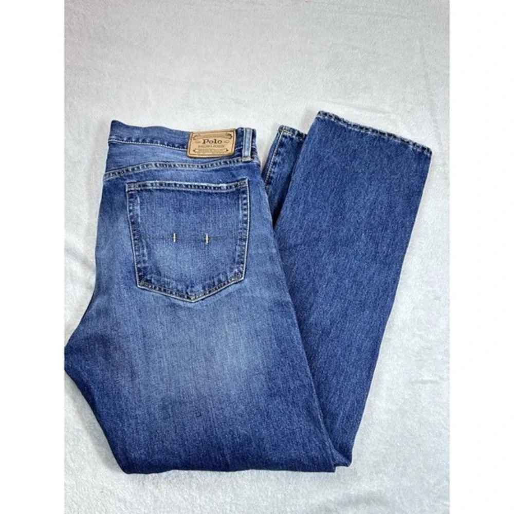 Vtg polo ralph lauren authentic dungarees blue jeans‎ 36x30 Distressed Med Wash